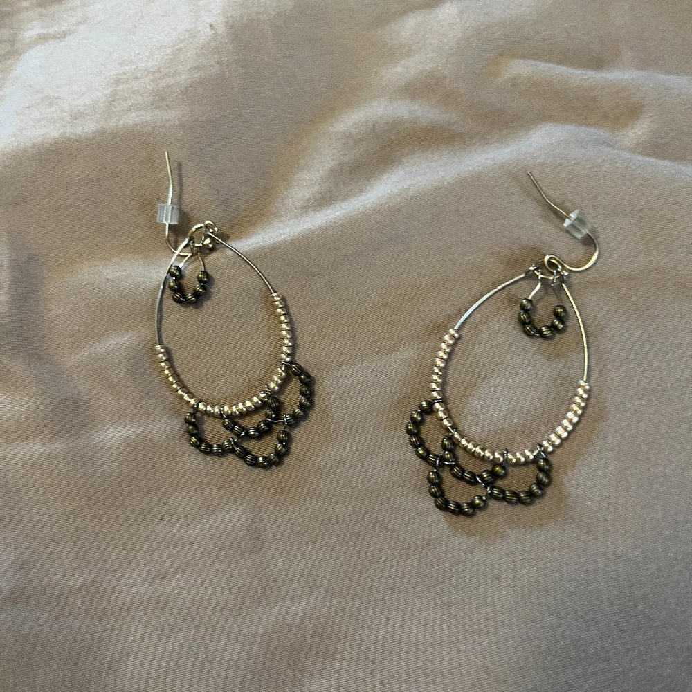 Silver and Grey Loop Earrings